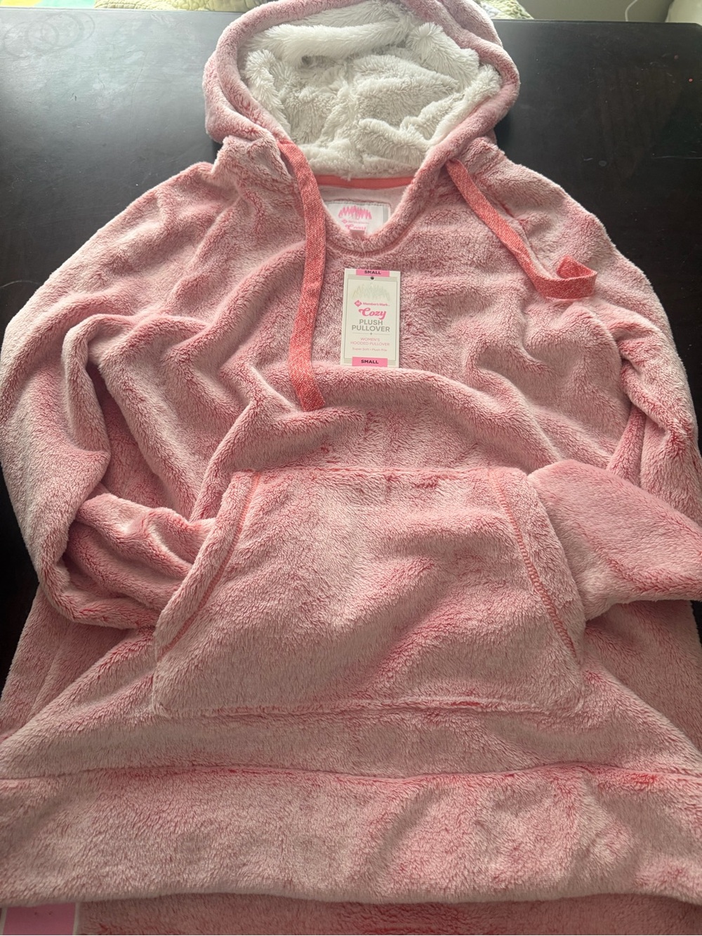 Cozy Plush Pullover Hoodie - Pink